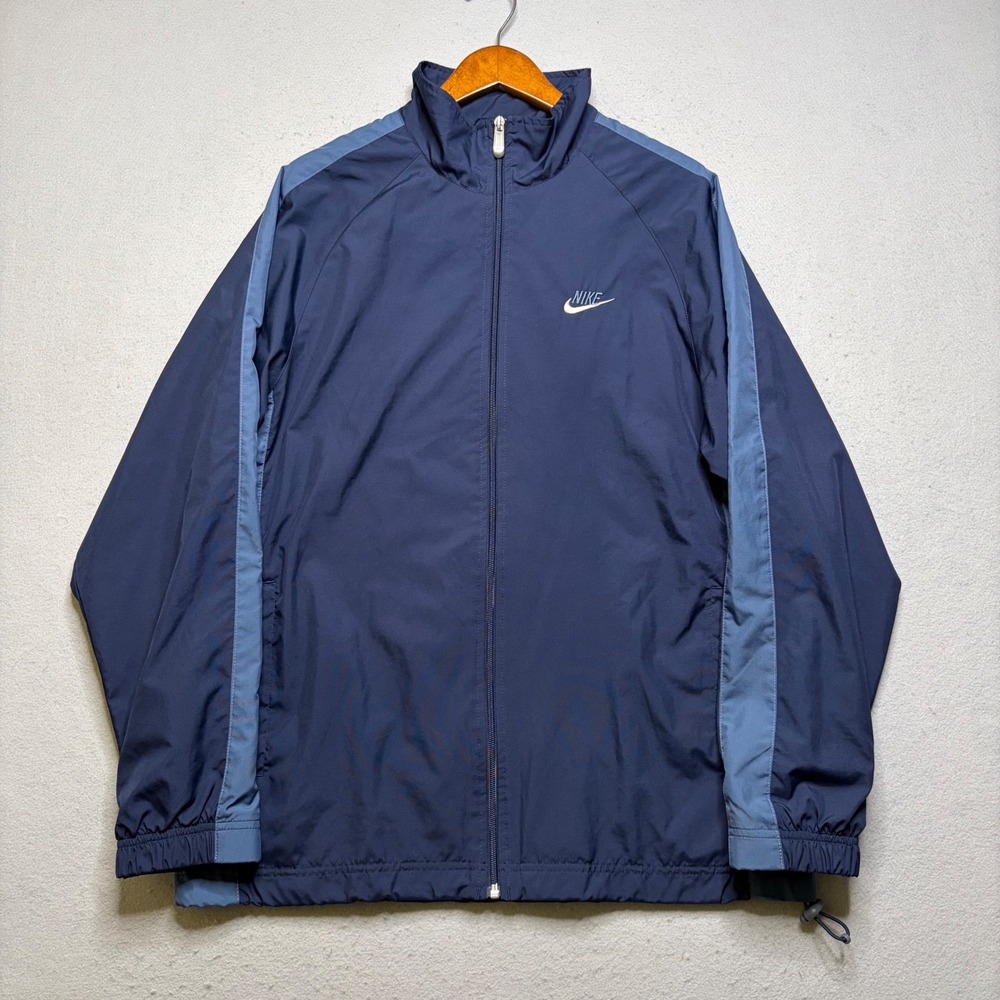 Nike Track Jacket Mens M Navy Blue Vintage 90s Windbreaker‎ Full Zip Futura Logo